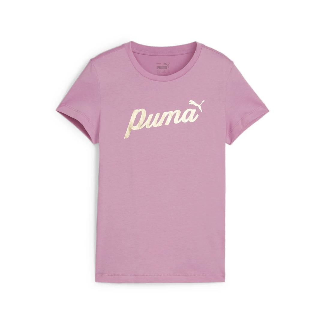 Camiseta Puma Script Rosa/Oro Jr