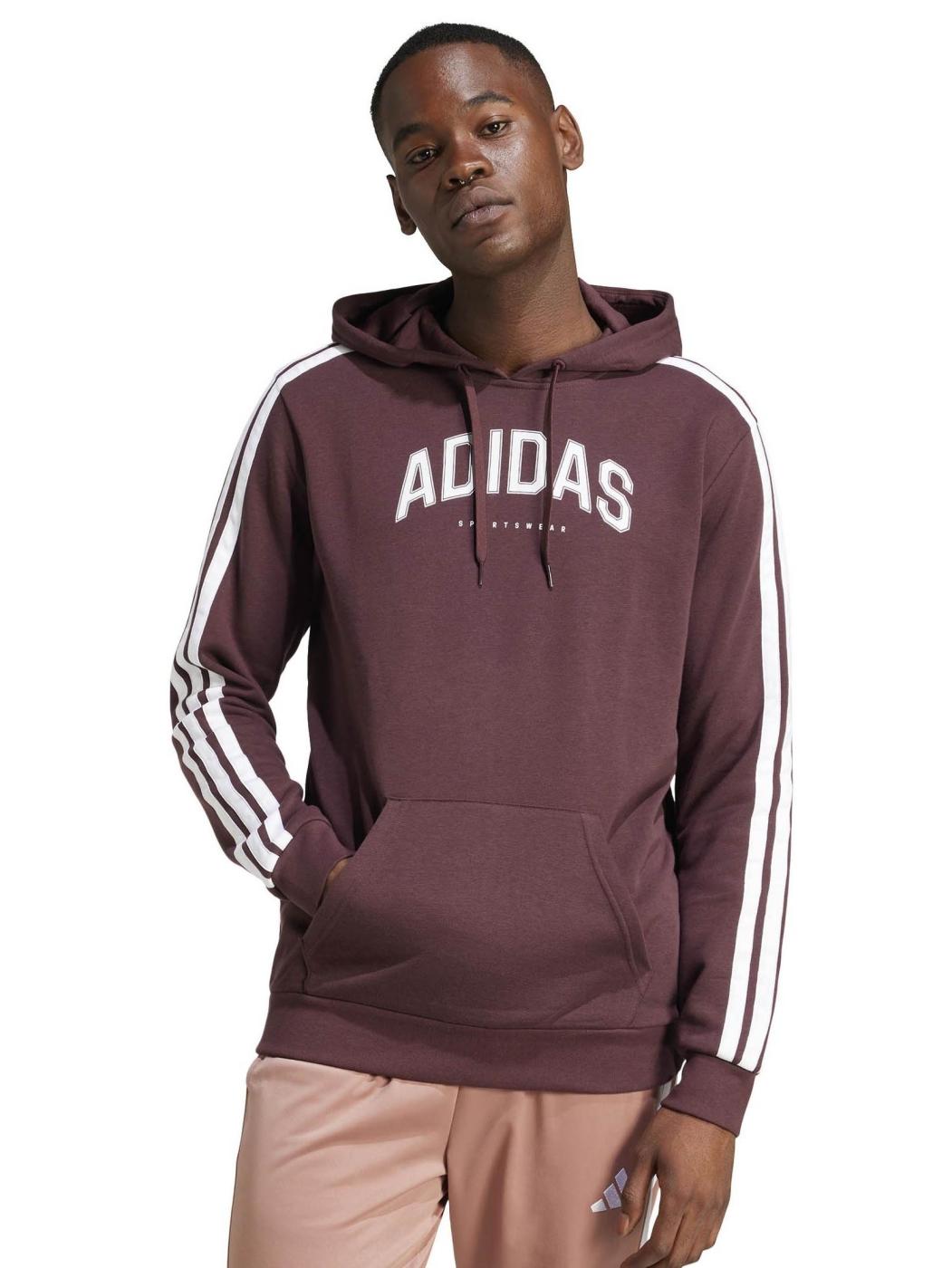 Chaqueta Sudadera Granate Adidas Hombre Sudadera Burdeos Con