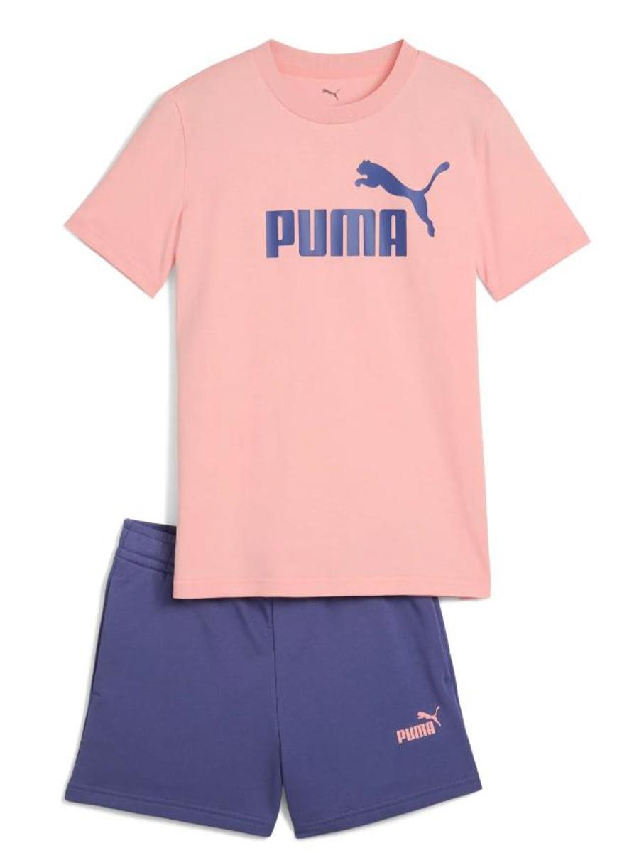 Conjunto Corto Puma Ess Salmon/Azul Jr