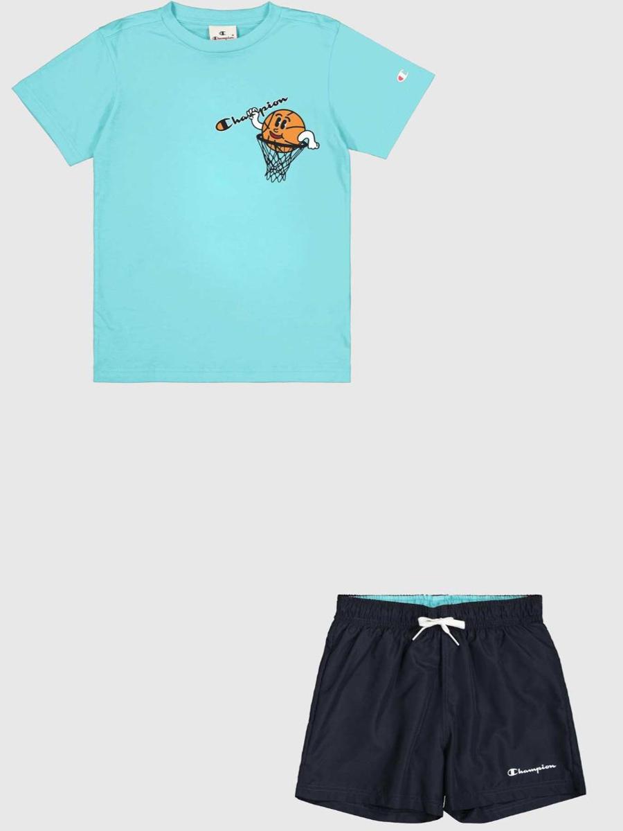 Conjunto Corto Champion Turquesa Jr