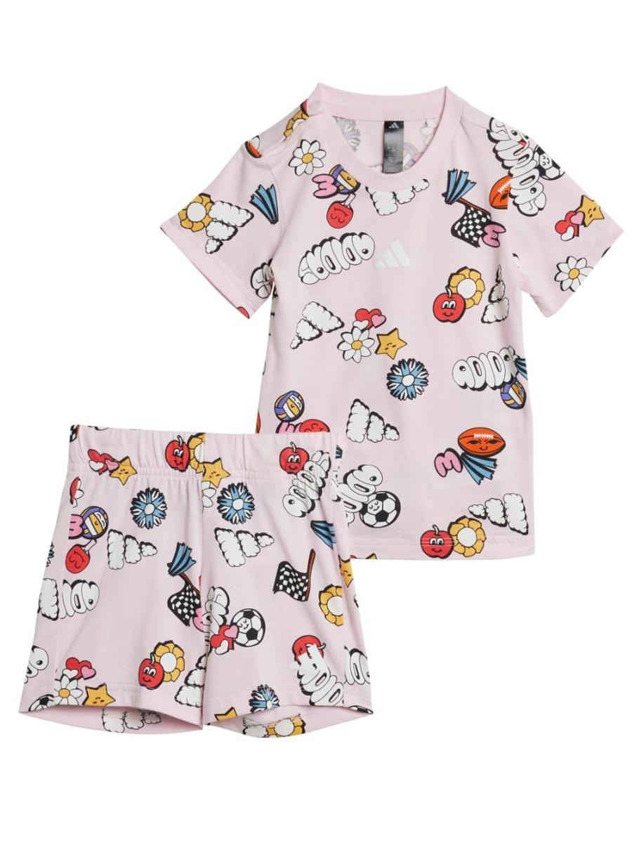 Conjunto Corto Adidas Fun Aop Rosa Bebe