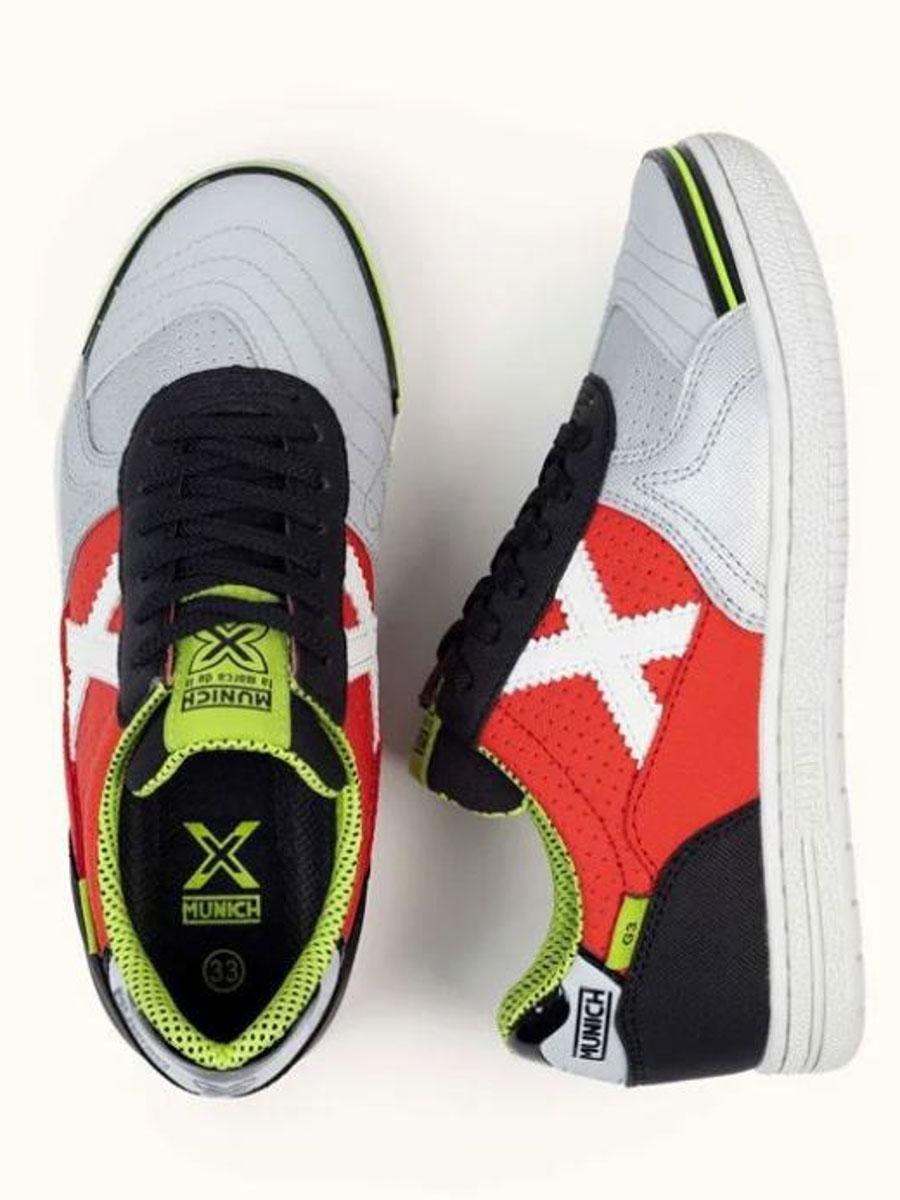 Zapatilla Munich G-3 Kid 446 Gris/Rojo Jr