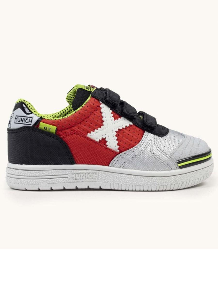Zapatilla Munich G-3 Kid 446 Gris/Rojo Jr