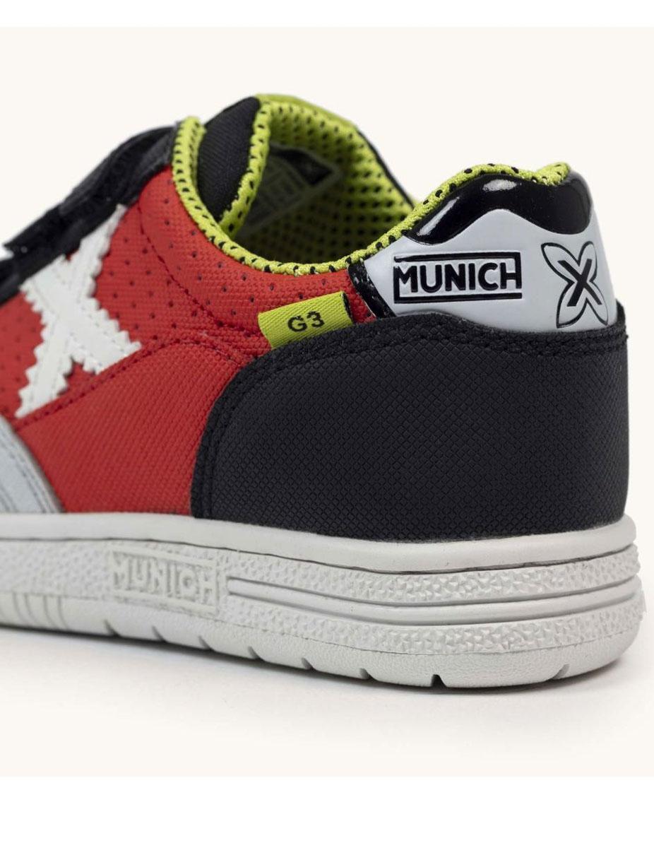 Zapatilla Munich G-3 Kid 446 Gris/Rojo Jr
