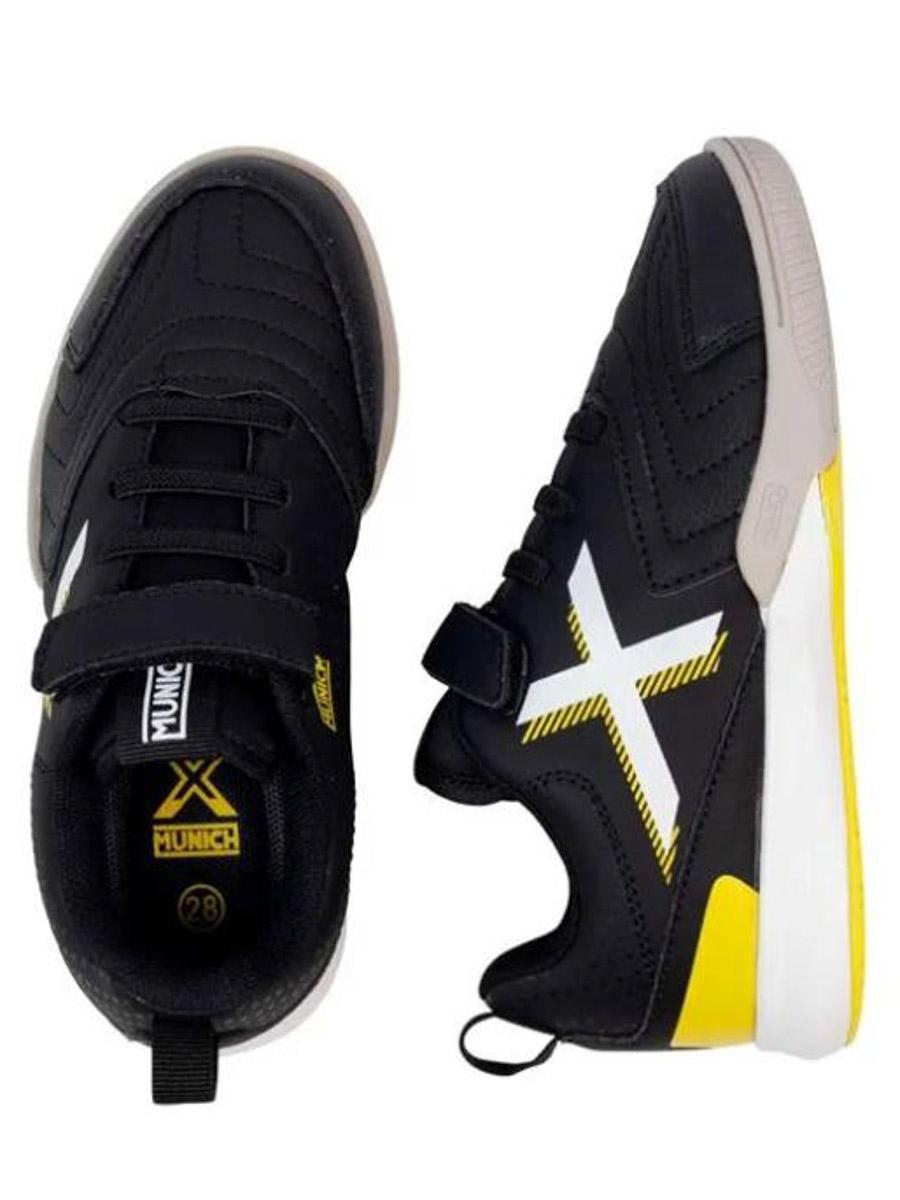 Zapatilla Munich Rondito 13 Negro/Amarillo Jr