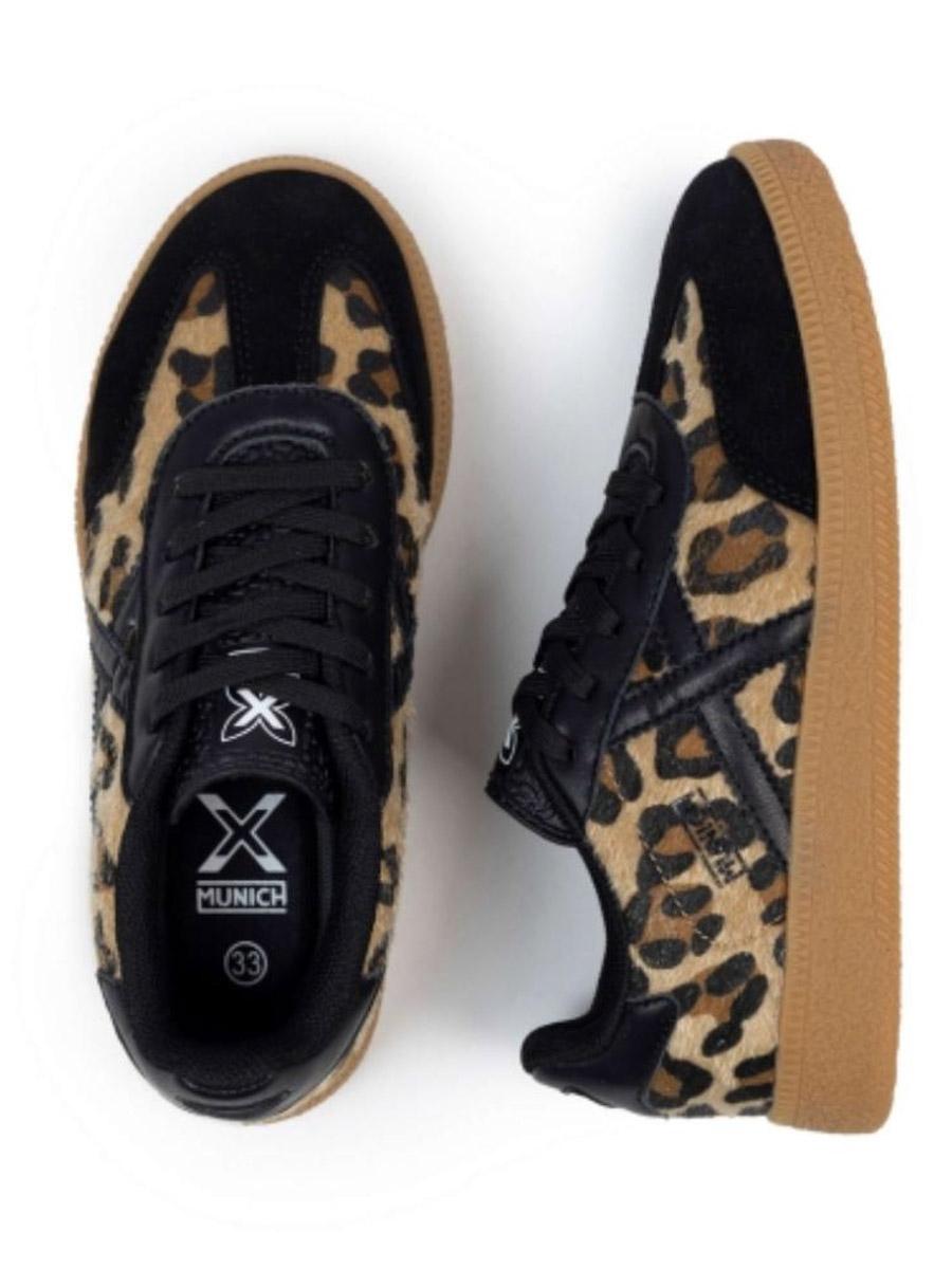Zapatilla Munich Mini Barru Negro Leopardo W