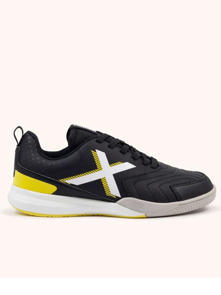 Zapatilla Munich Rondito Negro Amarillo Jr