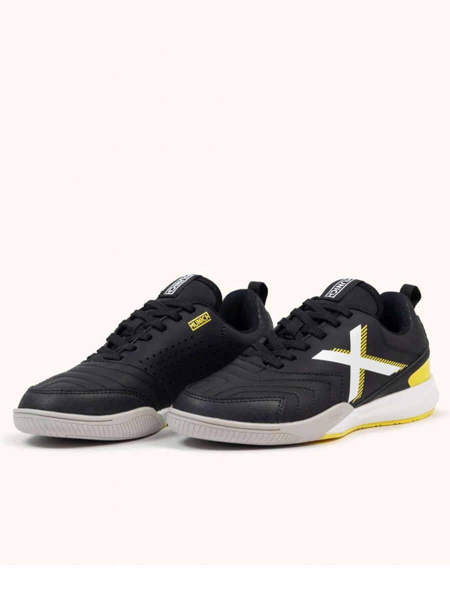 Zapatilla Munich Rondito Negro Amarillo Jr