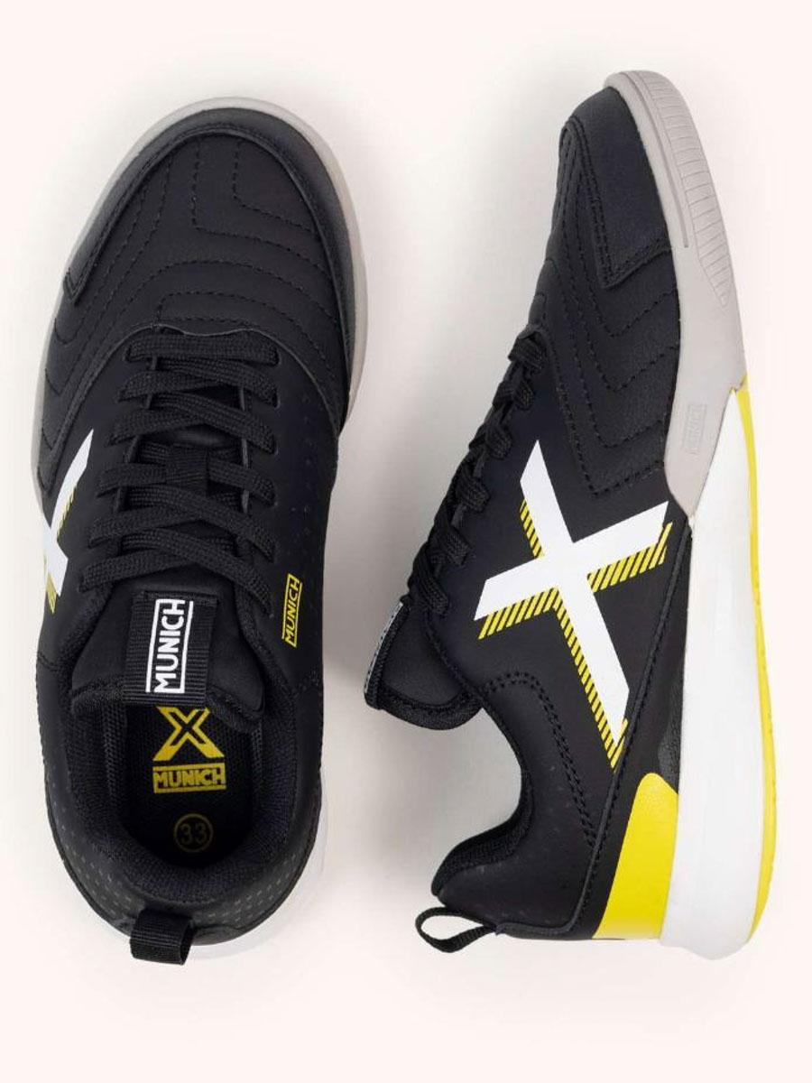 Zapatilla Munich Rondito Negro Amarillo Jr