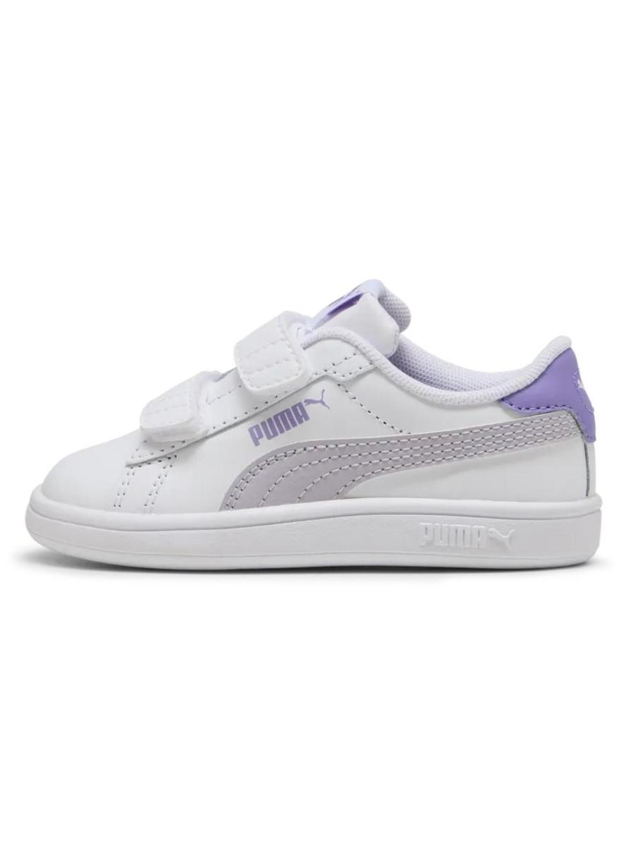 Zapatilla Puma Smash 3 Blanco/Lila Bebe