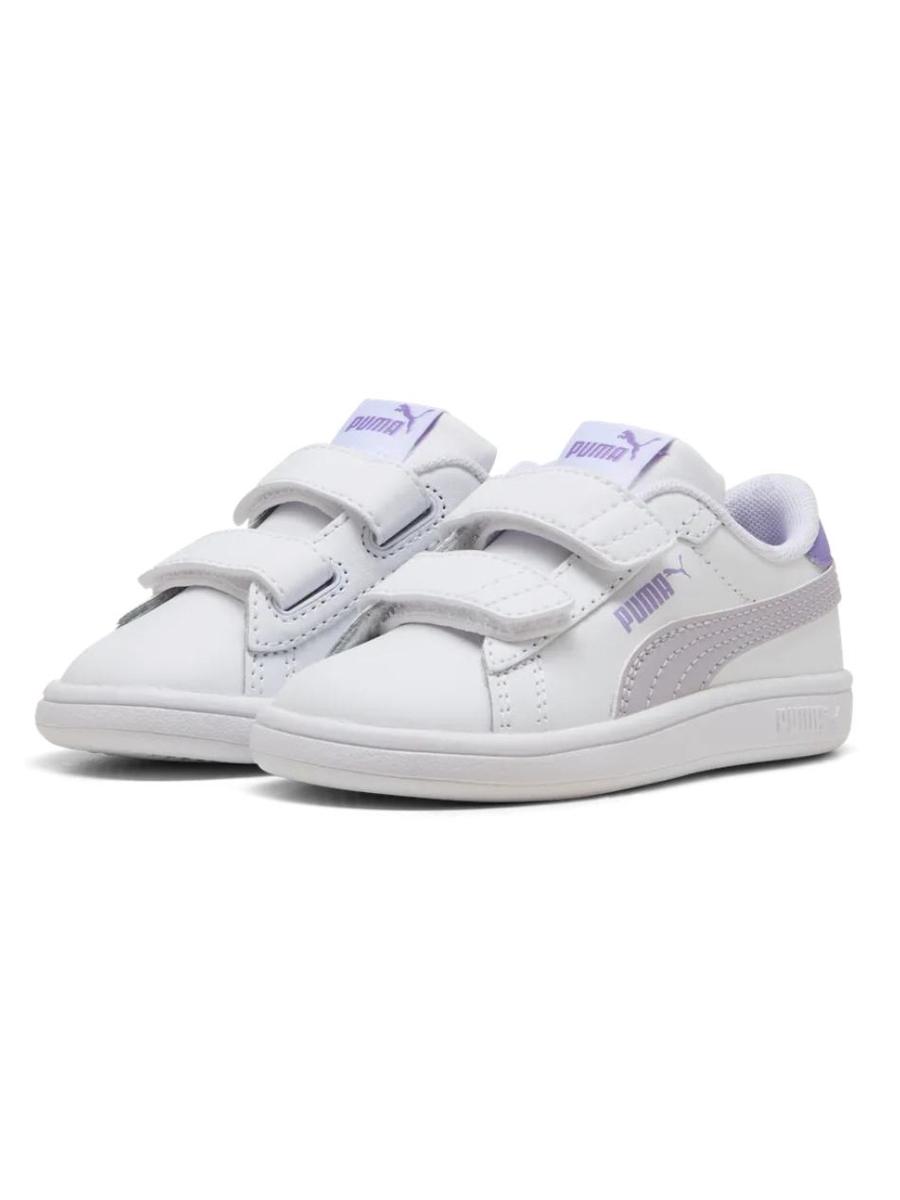 Zapatilla Puma Smash 3 Blanco/Lila Bebe