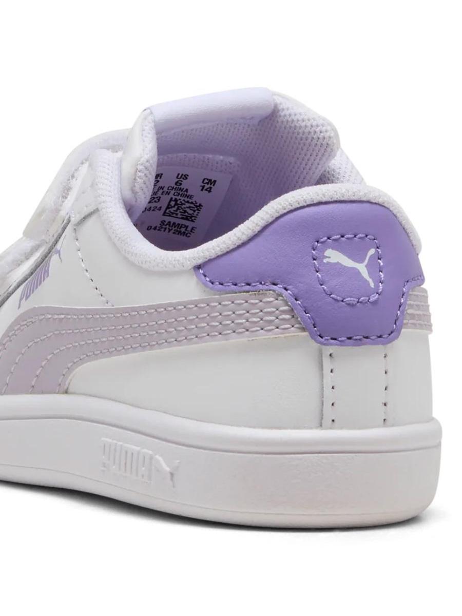 Zapatilla Puma Smash 3 Blanco/Lila Bebe