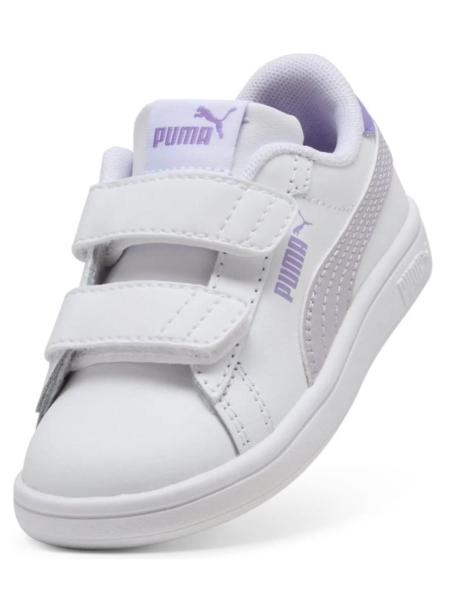 Zapatilla Puma Smash 3 Blanco/Lila Bebe
