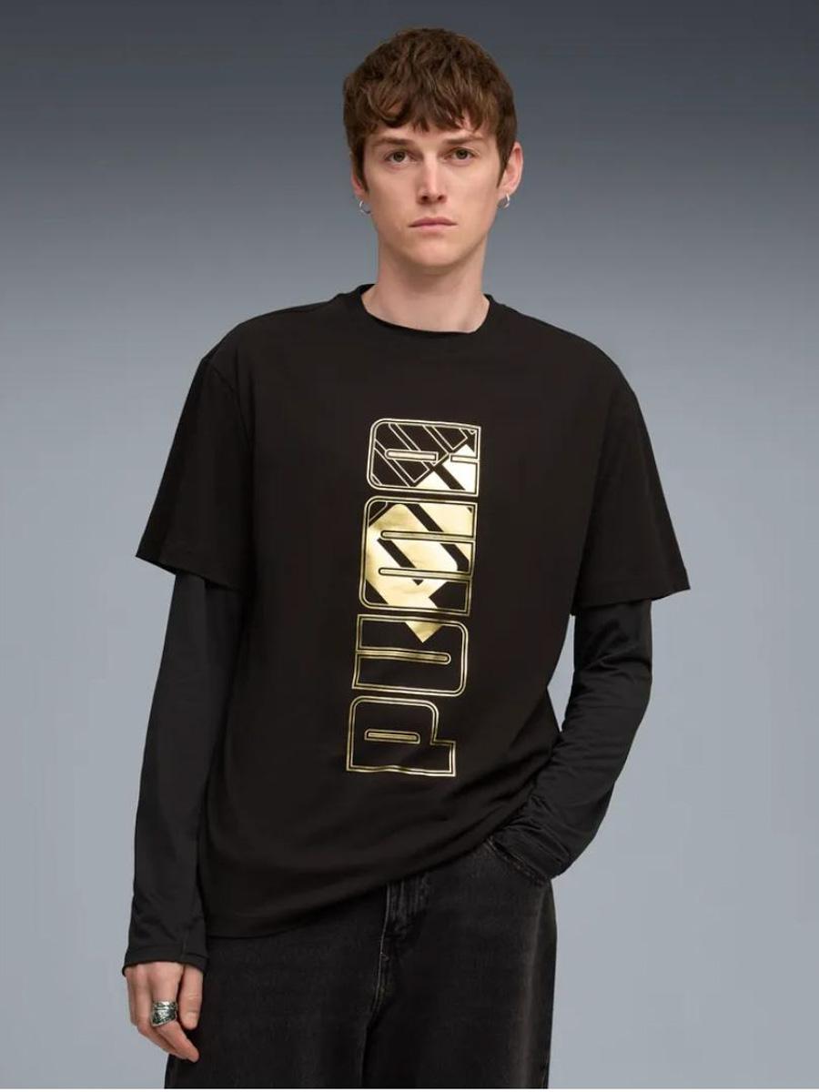 Camiseta Puma Max Metallic M Negro/Oro